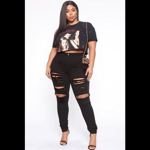 Fashion Nova Blanched Jeans - Black